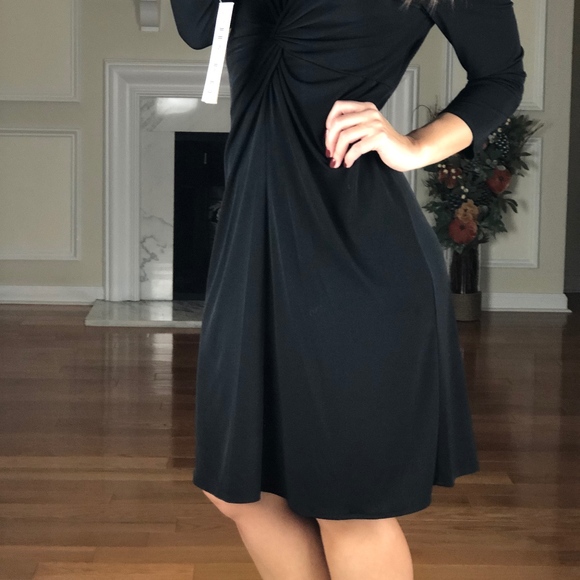 NWT Allison Morgan Front Tie Career Dress, Black S - Picture 2 of 7